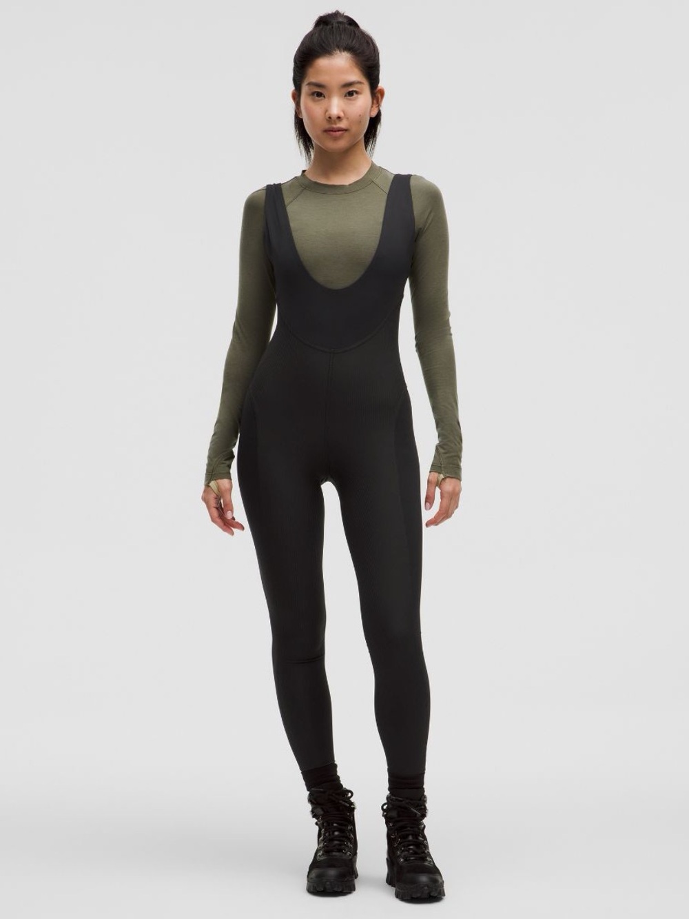 NWT Lululemon Ribbed Nulux Skiing Bodysuit Asia Fit - Garnet Red